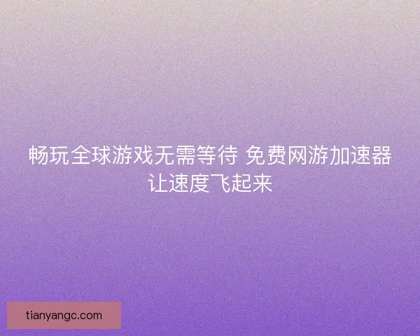 畅玩全球游戏无需等待 免费网游加速器让速度飞起来